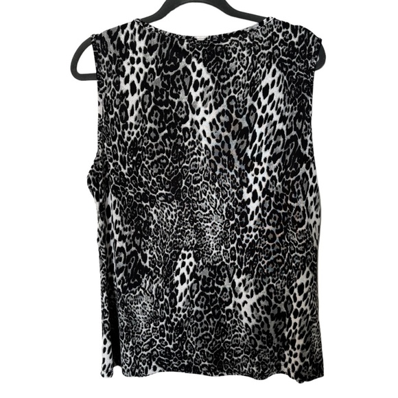Laura Sleeveless Tank Style Shirt Large Black and White Leopard Print - Picture 2 of 5